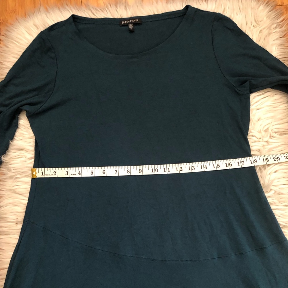 Eileen Fisher Minimalist Lagenlook 3/4 Sleeves Teal Green Womens Dress size M - Picture 9 of 10